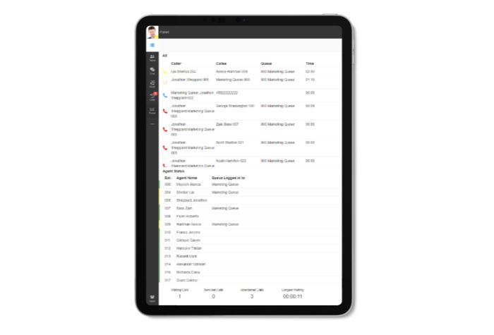 GTVoice call routing settings on a tablet