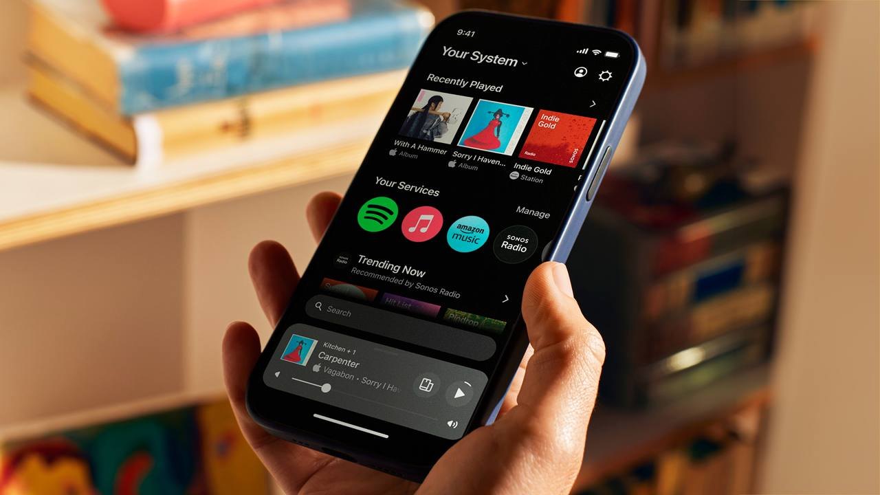 A music app on a phone showing recently played albums and streaming services