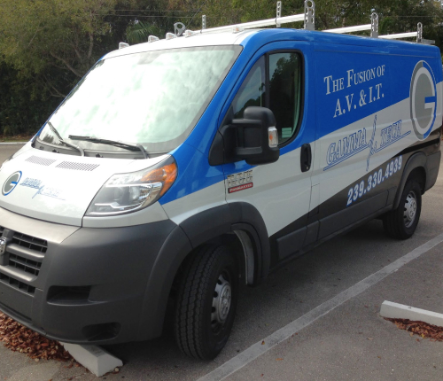 Gamma Tech van wrapped in Gamma branding