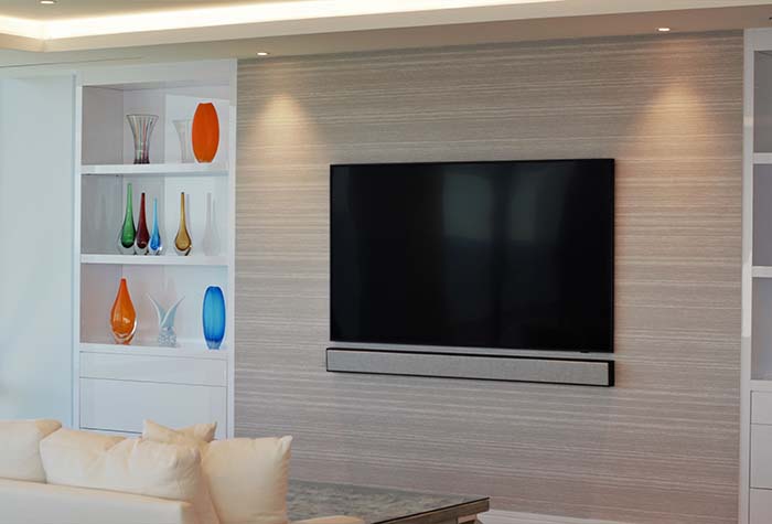 Residential TV with sound bar installed by Gamma Tech Services